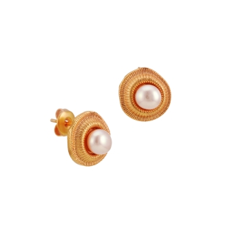 Earring made from brass, goldplated, pearl